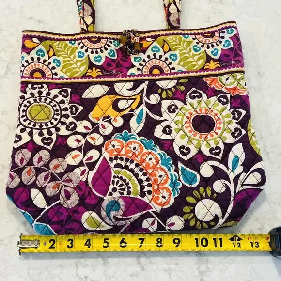 Vera Bradley Plum Crazy Shoulder Tote Bag Purse with Toggle Closure - Picture 4 of 8